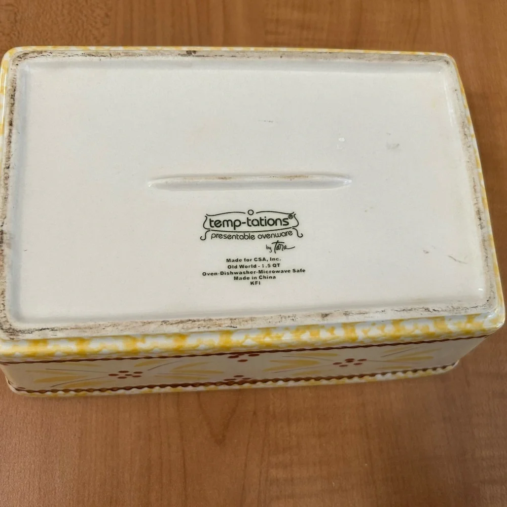 temptations bakeware presentable ovenware old world yellow Tara baking dish